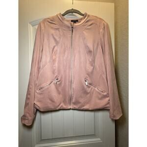 Alfani Women's Faux Suede Blazer Light Pink Size Large Zipper Closure